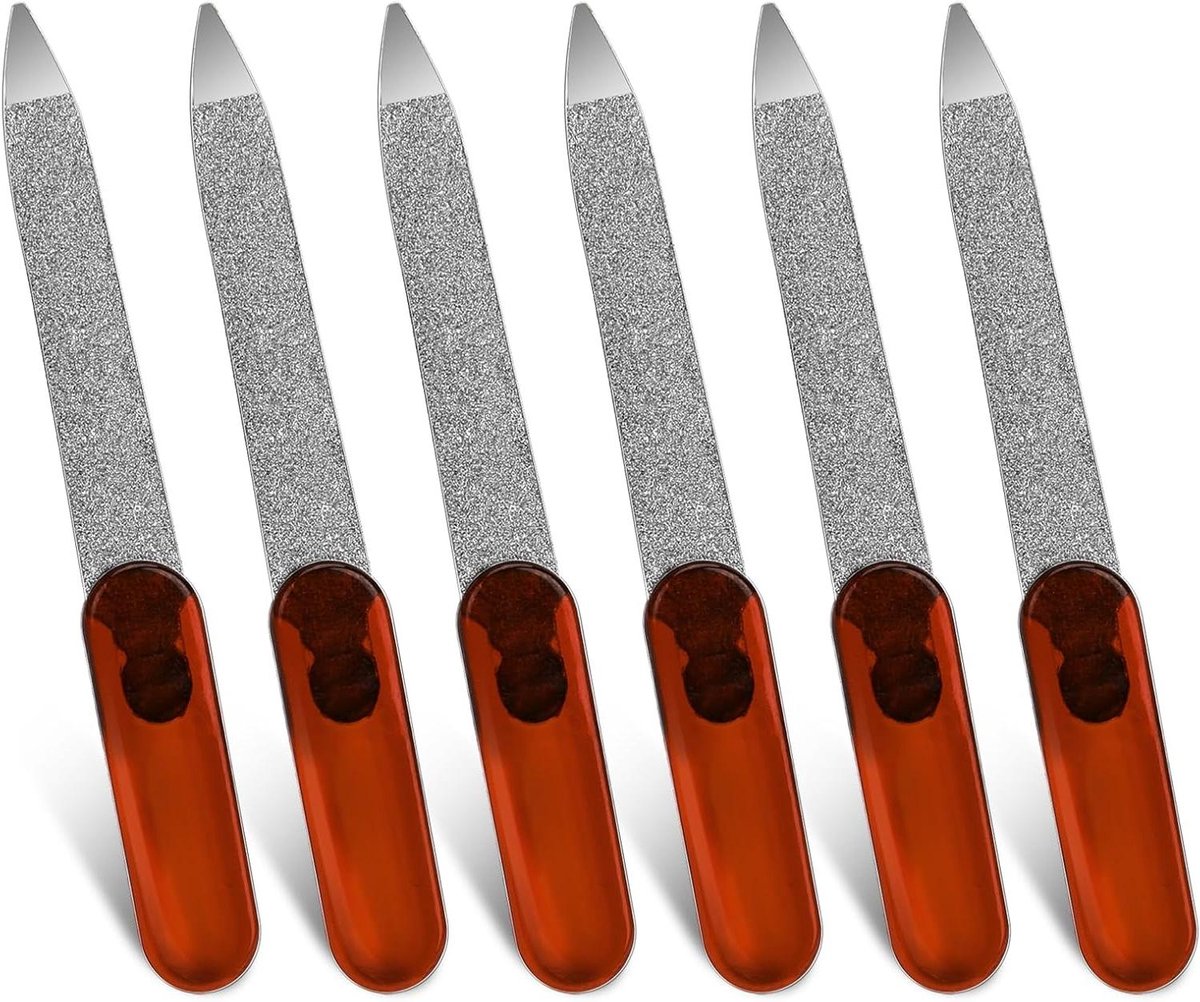 Nagelvijl set - Metaal vijlen - Natuurlijke nagels - Dubbelzijdig ontwerp - 6 stuks - Bruin