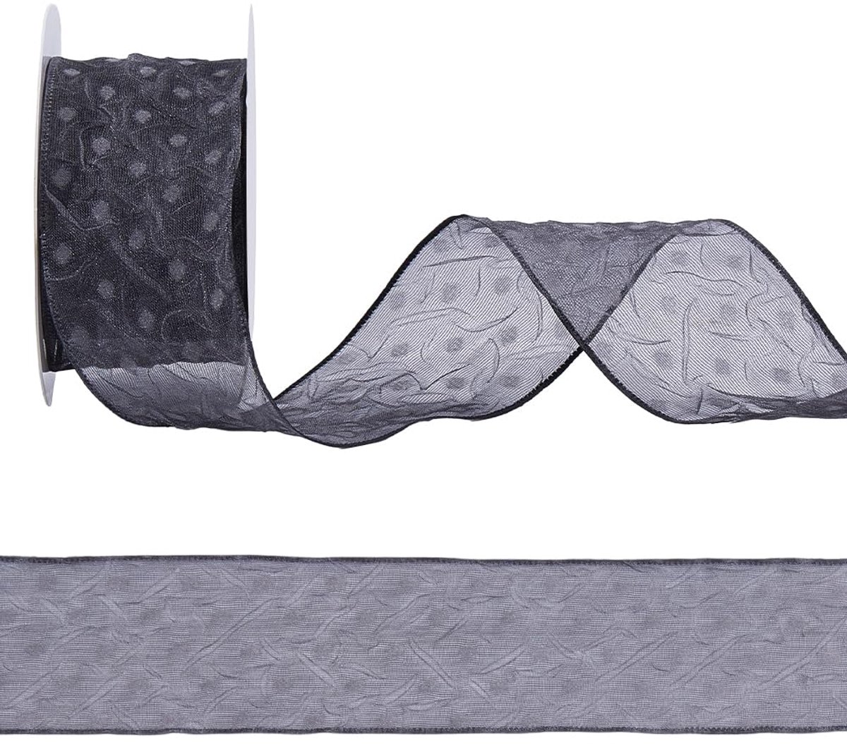 chiffon lint met stippen, 9,14 m en 40 mm, licht gestructureerd, geplooid, transparante tule, organza lint voor geschenkverpakkingen, boeketten, vrije tijd, creatief, haarbanden