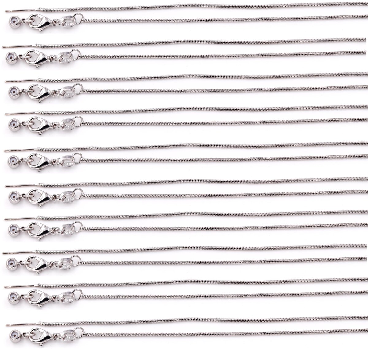 Uitstekende Kwaliteit Sieraden Accessoires Kettingen voor Sieraden Ketting Fabricage, slangenketting met almachtige sluiting 1.1mm*45cm white gold