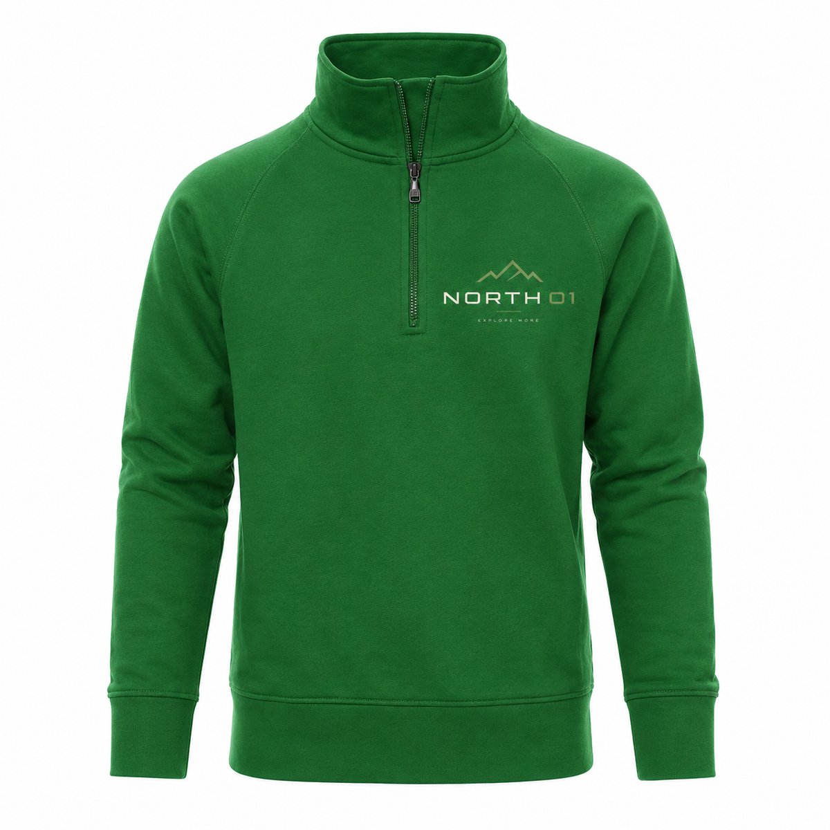 Half Zip Trui Heren - Sweater Heren - Groen - Schipperstrui Heren - NORTH 01 - Maat XL