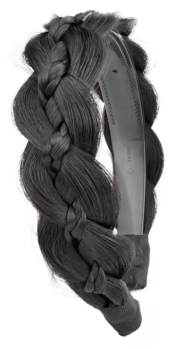 haarhoofdband met tandvlechten, haarhoofdband met tanden, brede gevlochten haarhoofdband (diepbruin, eenheidsmaat)