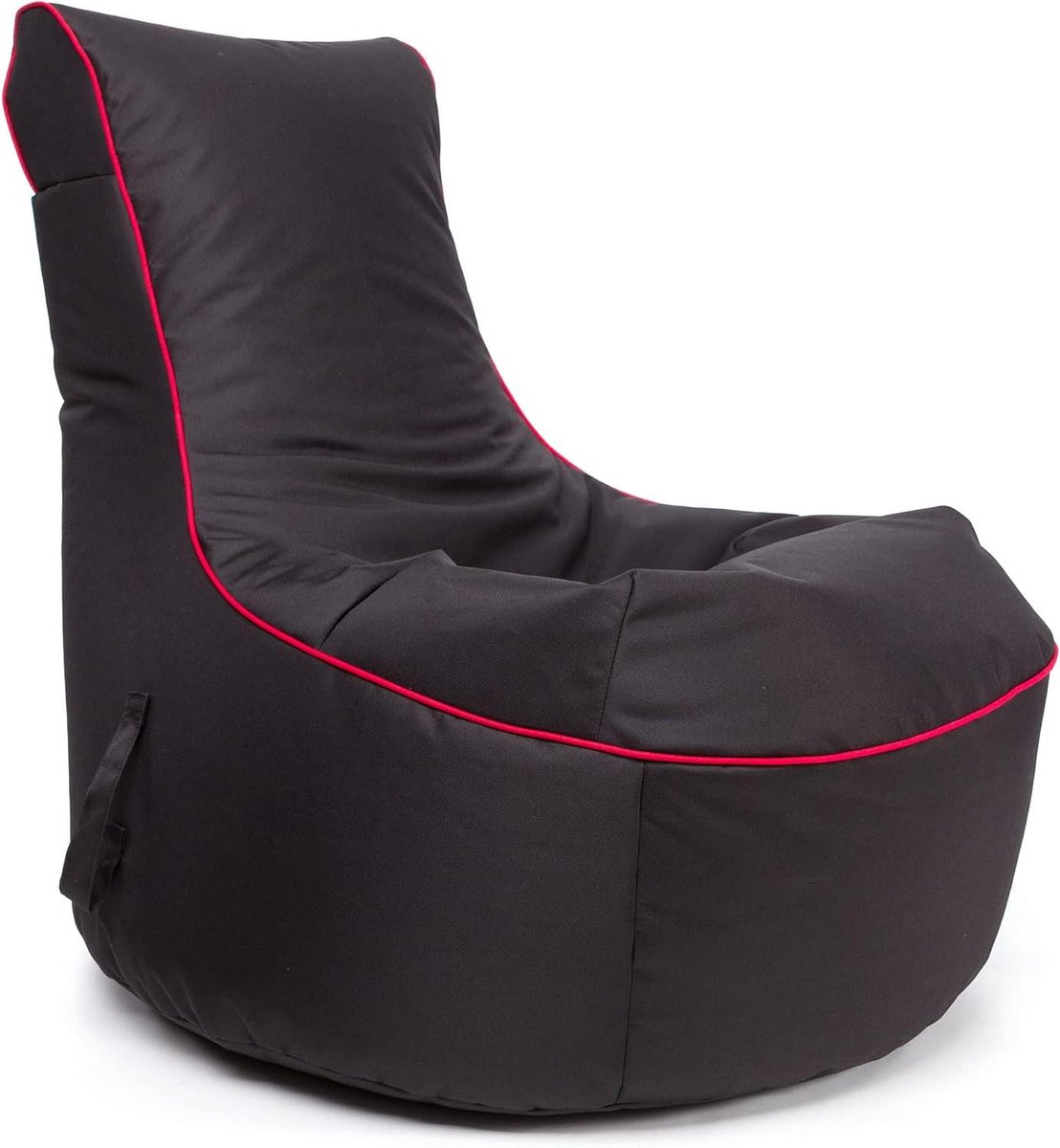 Zitzak Stoel - Gaming Poef - Ontspannen Zitten - Met Opbergvakken - 77x84cm - Zwart Rood