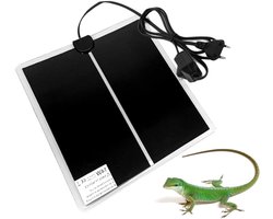 Verwarmingsmat Terrarium - Warmtekussen Reptiel - Comfortabel Klimaat - Instelbare Temperatuur - 28 x 28 cm - Zwart