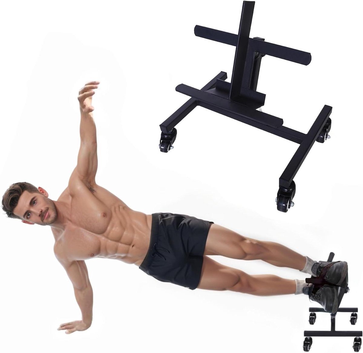 Dynamic Core Trainer - Buikroller Fitnesswiel - Core Training - Ergonomisch Ontwerp - 3048 x 3048 x 254 cm - Zwart