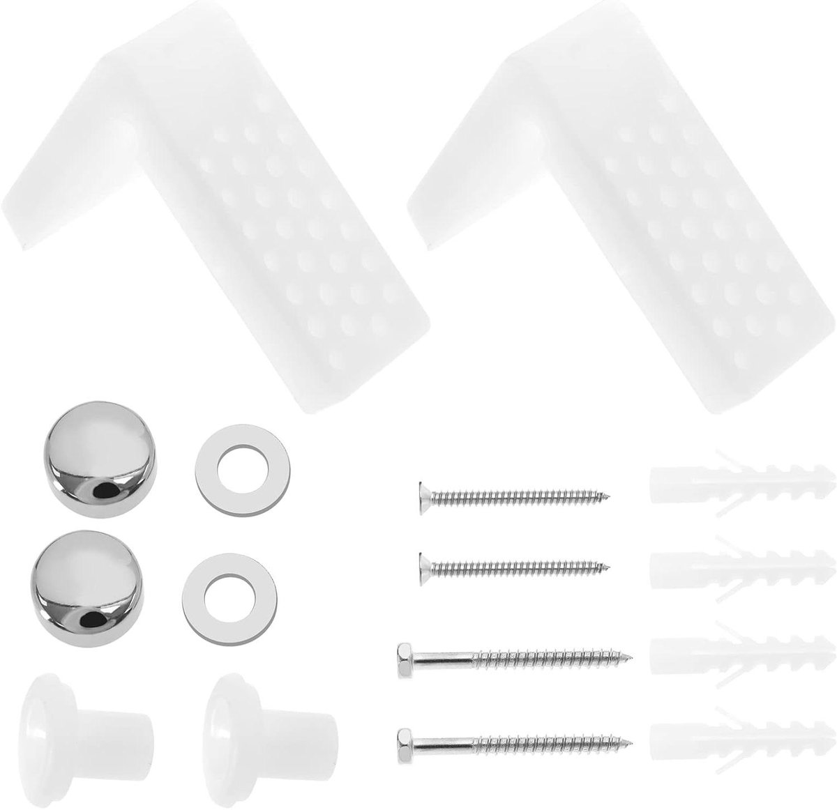 Toiletbevestigingsset - Vloerbouten Toilet - Toilet Reparatie - L-vormige Beugel - 65 mm hoogte - Wit