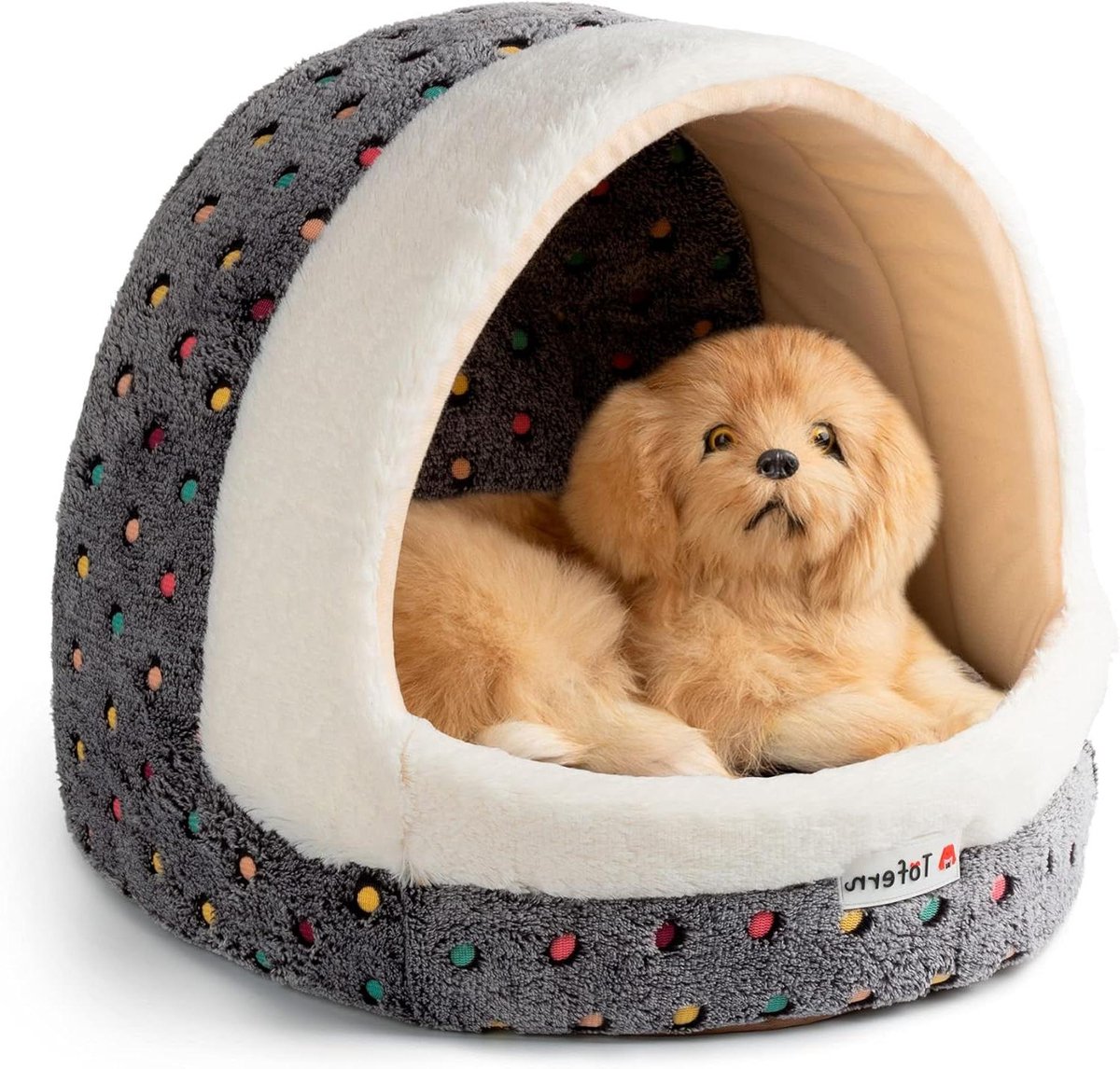 Huisdierbed Iglo - Kattenmand Puppybed - Comfortabel Rusten - Afneembaar Kussen - 39 x 37 x 35 cm - Grijs