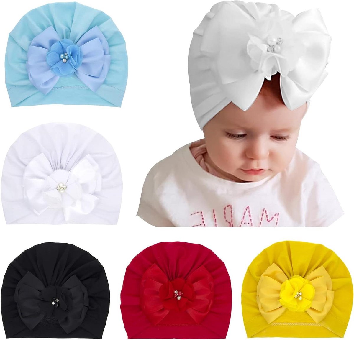 Babymuts Turban - Baby Hoofdband - Baby Aankleden - Zacht Katoen - 0-12 Maanden - Multicolor