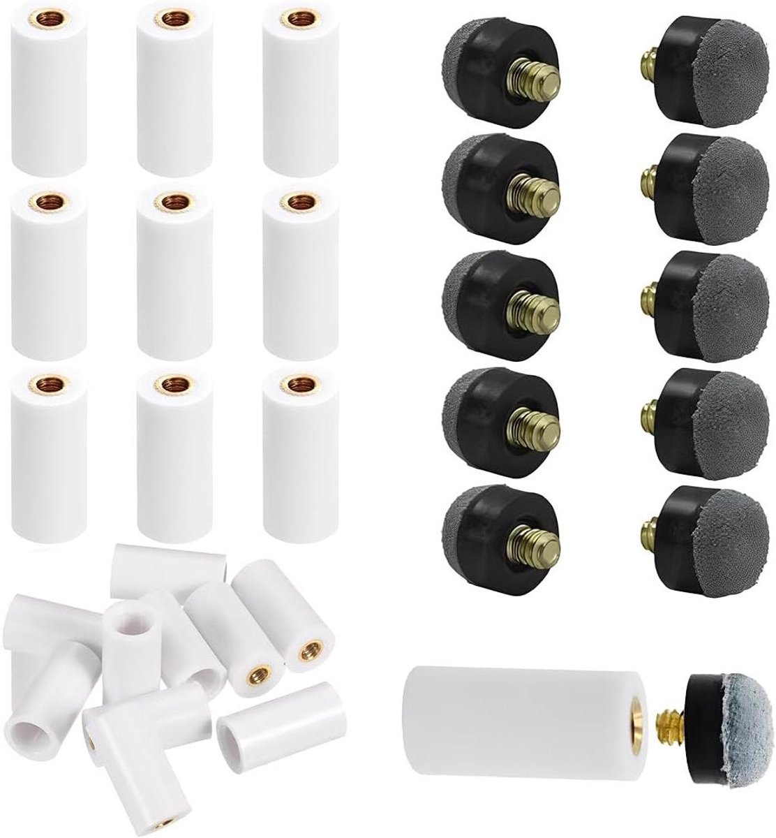 Reservekoppen Biljartkeu - Keu Punten Set - Biljart Spelen - Schroefontwerp - 12 mm - Grijs