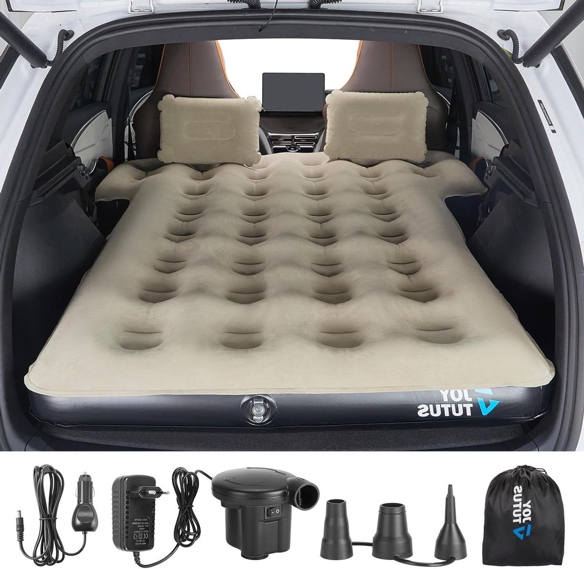 Automatras SUV - Luchtbed Auto - Kamperen Reizen - Geïntegreerd Design - 188 x 145 cm - Wit Zwart
