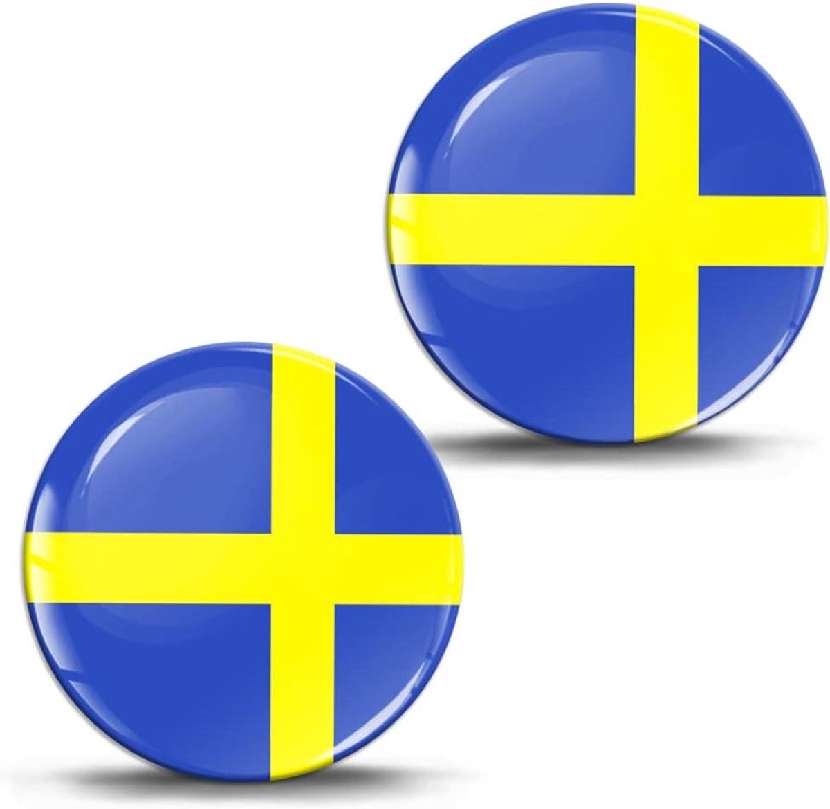 Zweedse Vlag Stickers - 3D Gel Emblemen - Voertuig Decoratie - UV-bescherming Hars - 30 x 30 mm - Meerkleurig