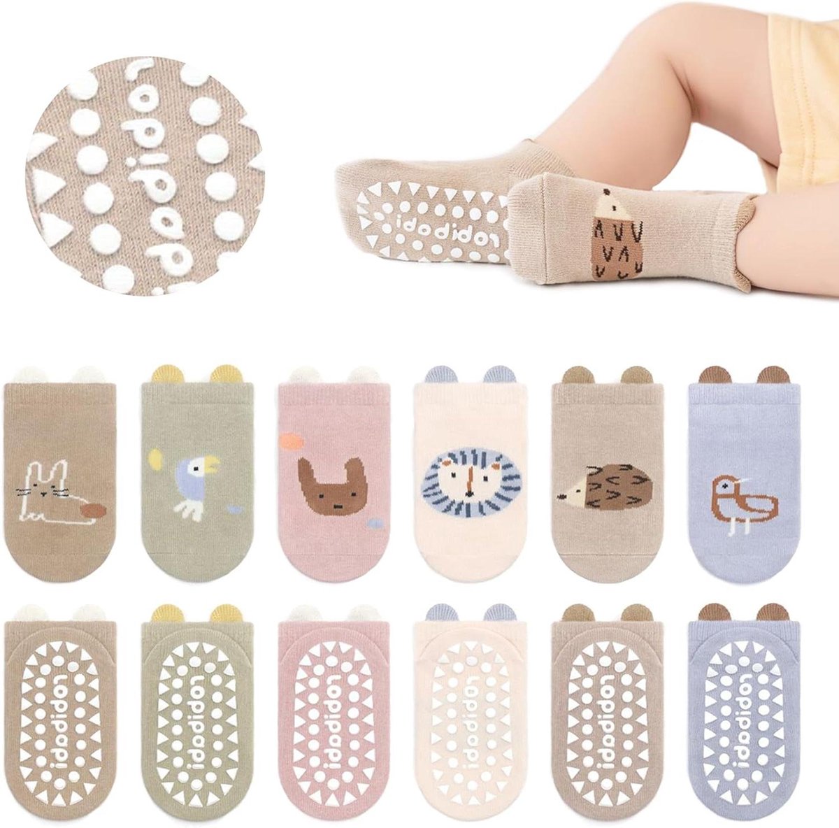 Babysokjes Antislip - Peutersokken Babyschoentjes - Veilig Lopen - Met Antislip Zolen - 5/6 Paar - Multicolor