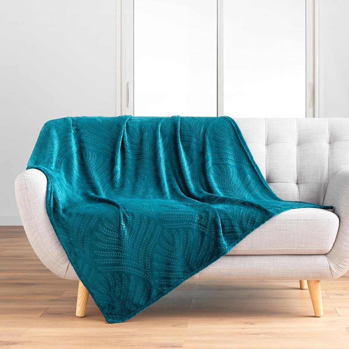 Plaid Pluche - Deken Zacht - Bank Aankleden - Effen Relief - 125 x 150 cm - Blauw