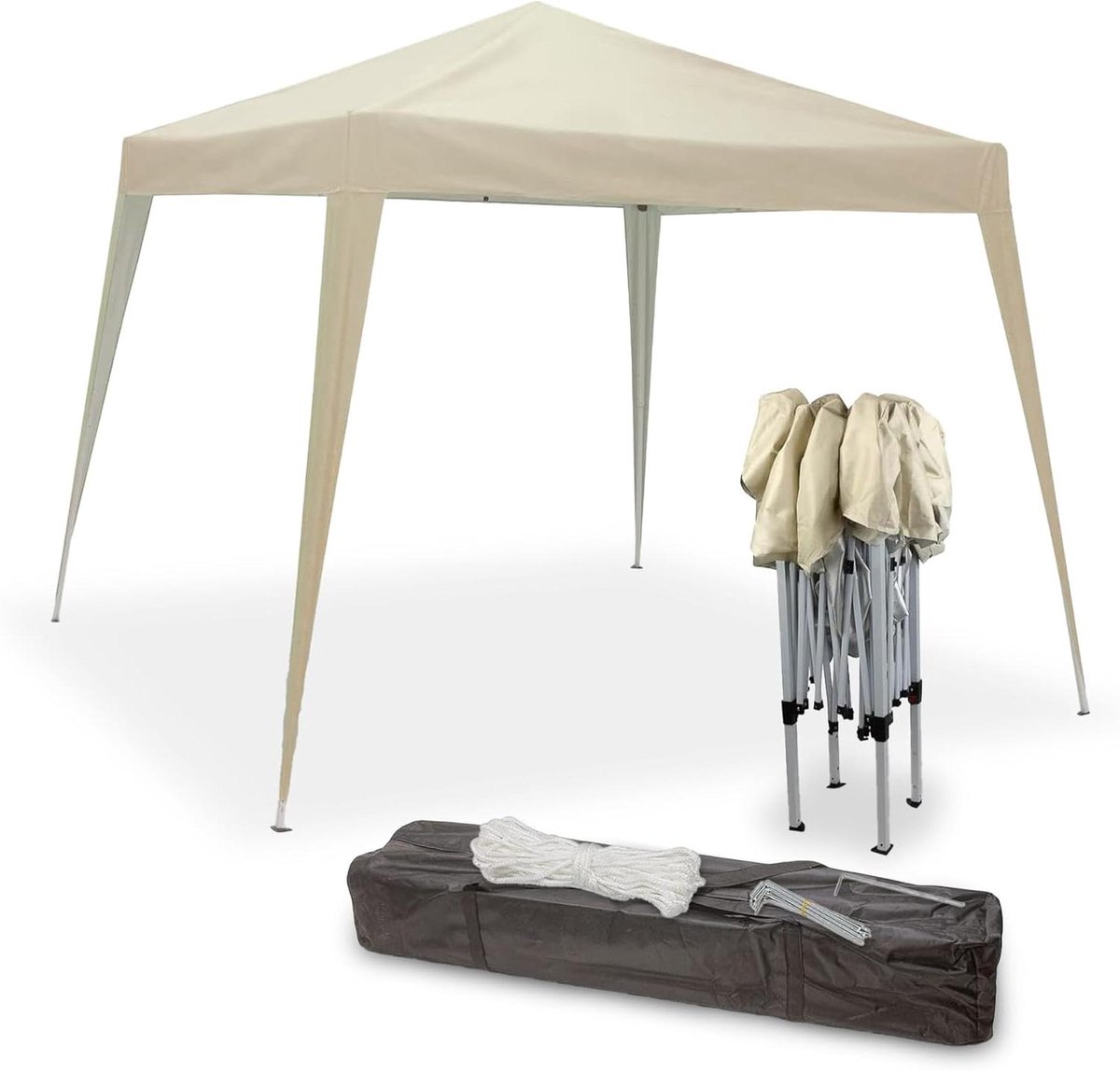 Vouwpaviljoen Partytent - Pop-up Tent Feesttent - Tuinfeesten Organiseren - Eenvoudig Op te Zetten - 3 x 3 Meter - Beige