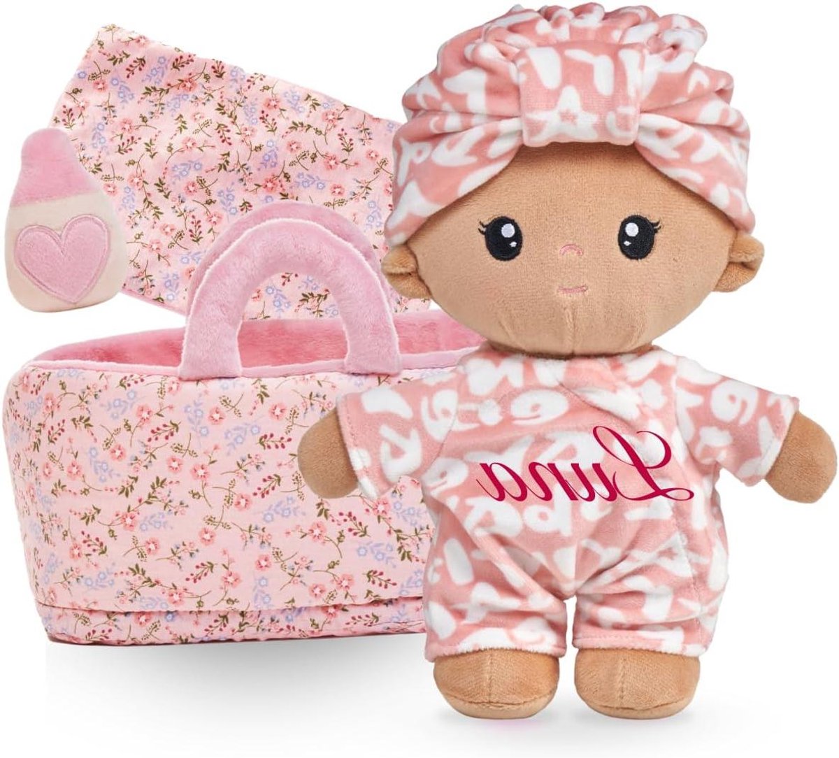 Zachte babypop set - Pluche pop met accessoires - Fantasie spelletjes - Gepersonaliseerde naam - 20 cm - Pudding Baby