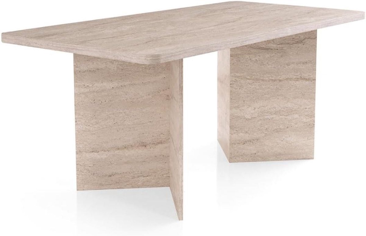 Eettafel Hout - Eetkamertafel Tafel - Gezellig Tafelen - Modern Design - 180 x 90 cm - Beige