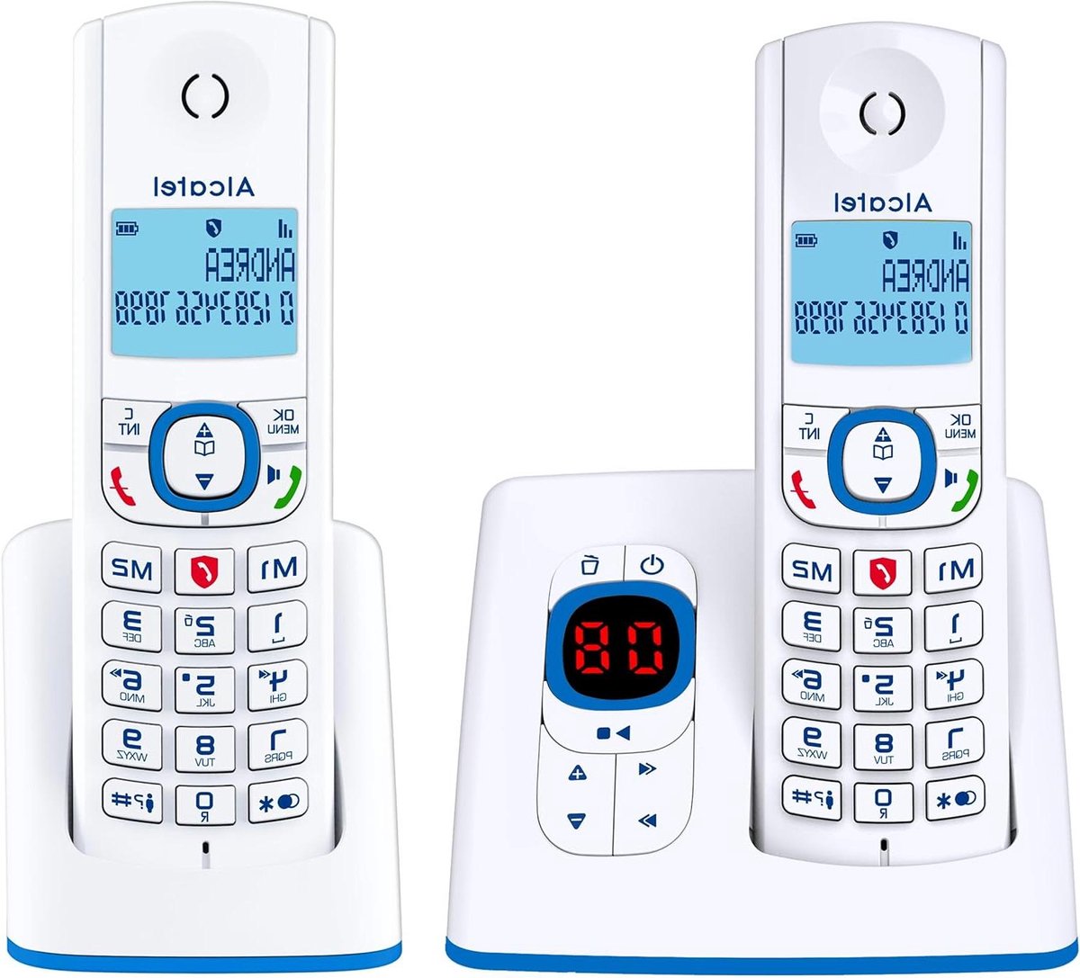 Draadloze Telefoon - DECT Telefoon Twee Handsets - Thuisgebruik - Met Antwoordapparaat - 2 Handsets - Wit Blauw