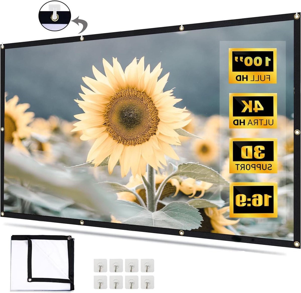 Projectiescherm - Beamerdoek Scherm - Thuisbioscoop Ervaren - Kreukvrij Verdikt Doek - 100 inch - Wit