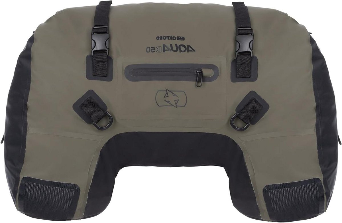Duffel Rol Tas - Motor Bagage - Motor Bagage Vervoer - Waterdichte Constructie - 50 Liter - Khaki/Zwart