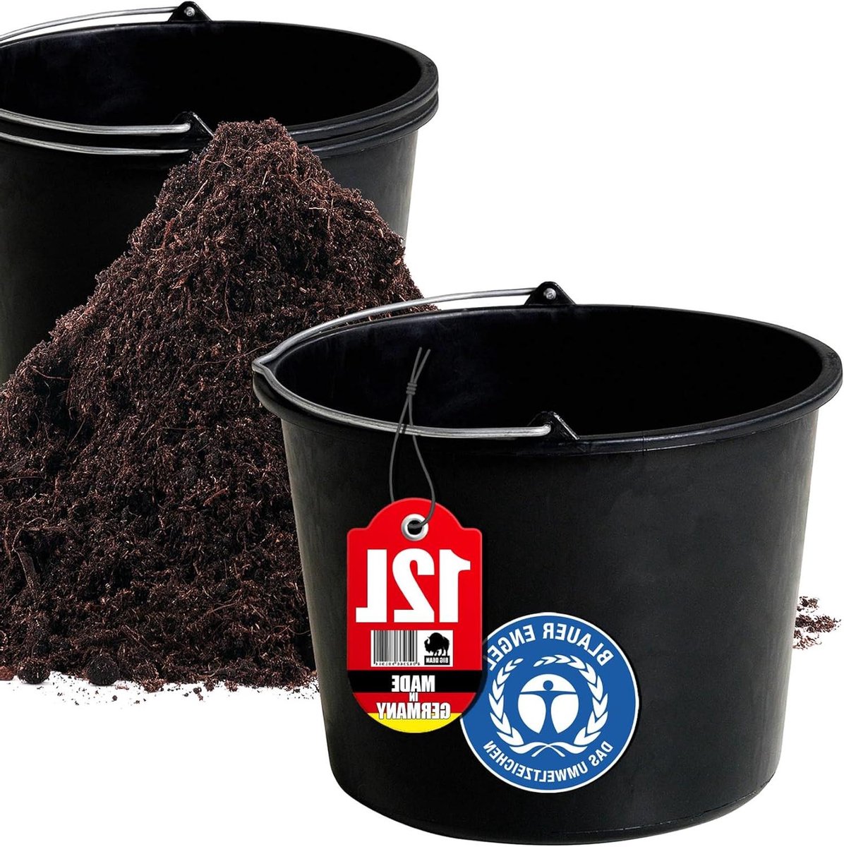 Bouwemmer Set - Mortelemmer Tuinemmer - Bouwen en Tuinieren - Met Handvat Schaalverdeling - 12 l - Blauw