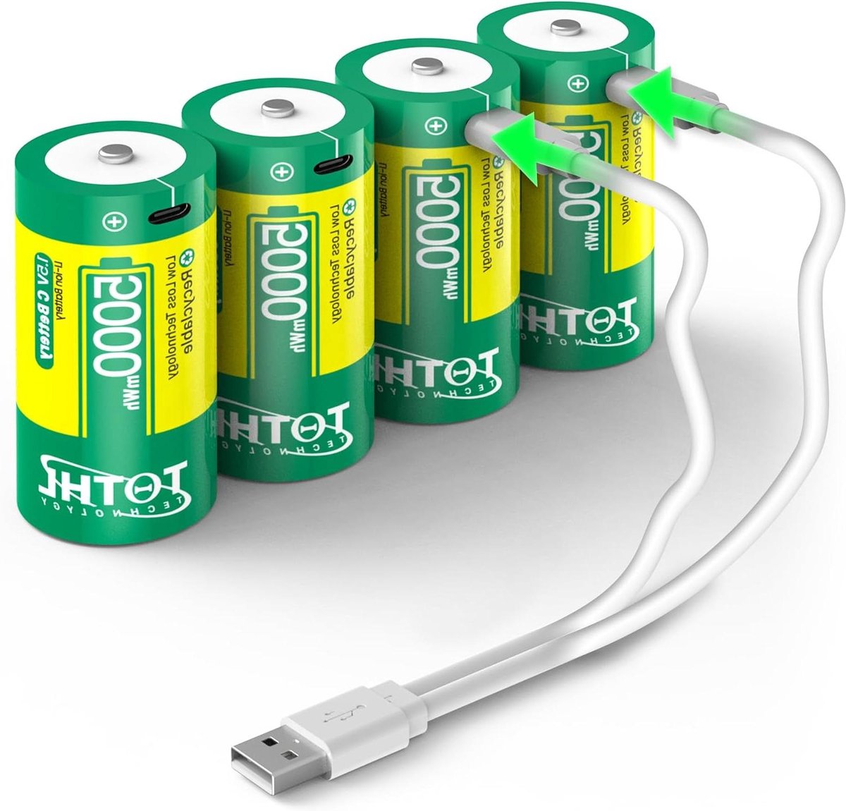 Oplaadbare C Batterijen - C Cellen - Apparaten Voeden - USB Oplaadbaar - 4 Stuks - Niet Van Toepassing