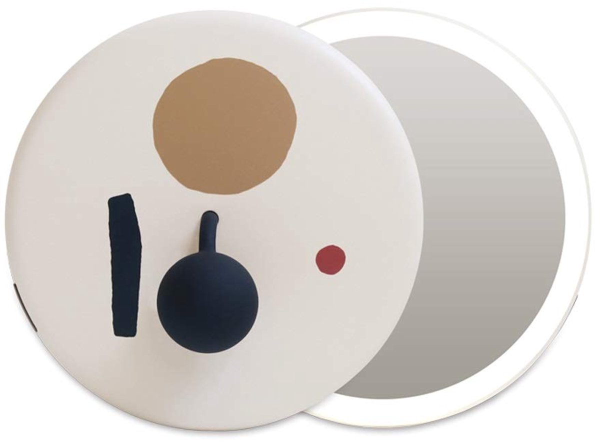 Spiegel Handheld Draagbare Kleine Ronde Spiegel Instelbare Helderheid Geleid Oplaadbare Ontlading Carry Draagbare Vrouwelijke Cosmetische Mirror Mirror Bescherming Tegen Krassen (Color : White)