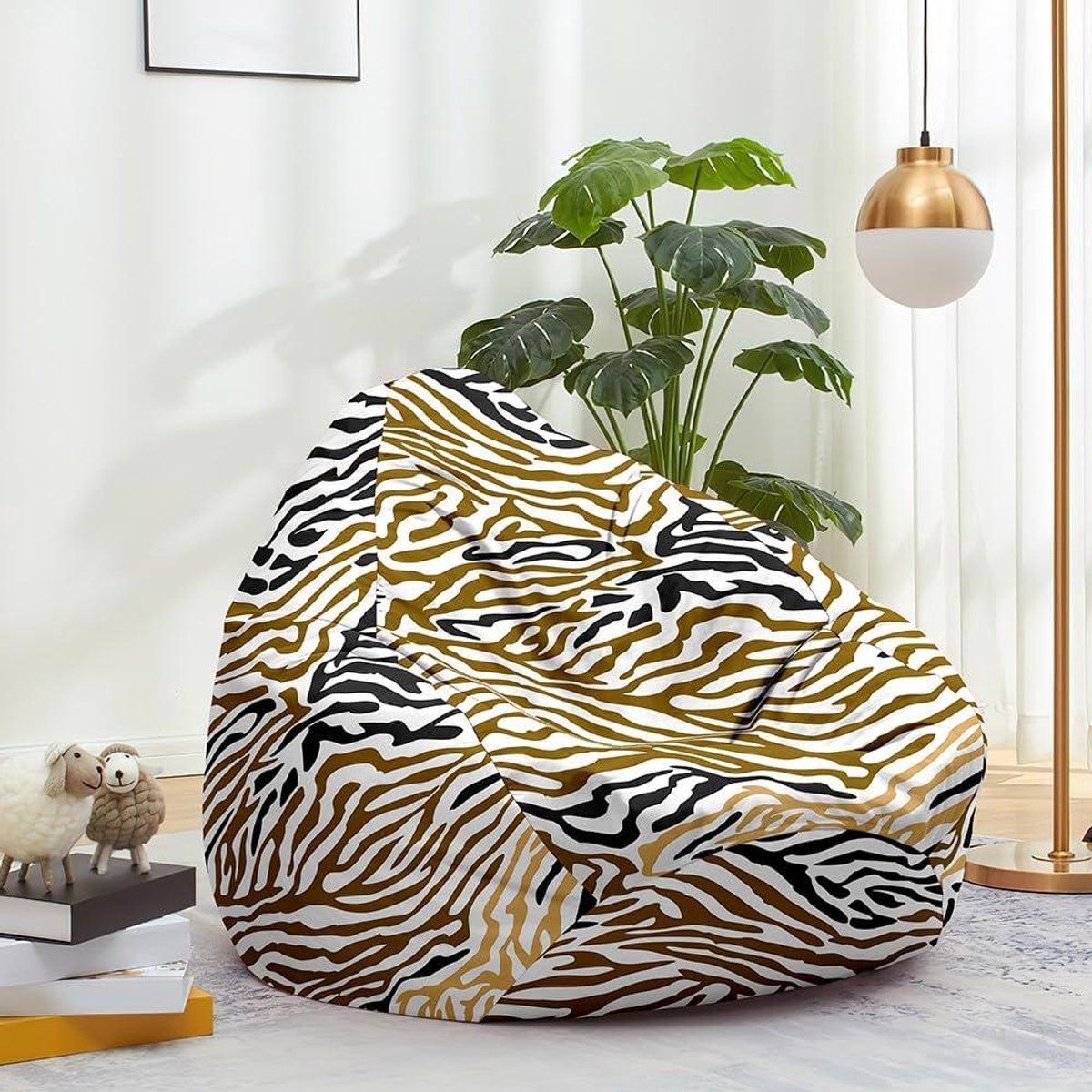 Zitzakstoel Hoes - Zitzakhoes Opbergzak - Opbergen Speelgoed - Zelf Vullen - 100 x 120 cm - Bruin