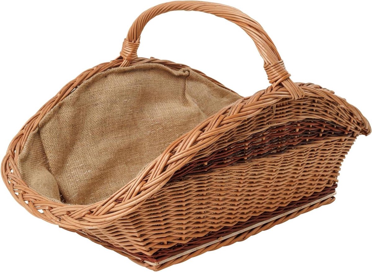 Wicker Basket - Houtmand Openhaard - Haardhout Opslag - Handgeweven Natuurlijk Materiaal - 60x40x28 cm - Bruin