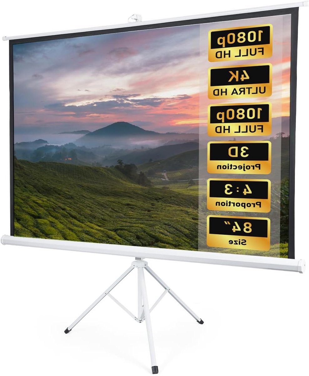 Projectorscherm met Statief - Projectiescherm Beeldscherm - Home Cinema - 4:3 Formaat - 84 inch - Wit