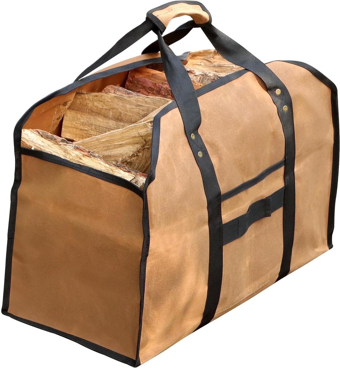 Draagtas Haardhout - Houtkist Tas - Haardhout Vervoeren - Waterbestendig Canvas - 32 x 23 x 5 cm - Bruin