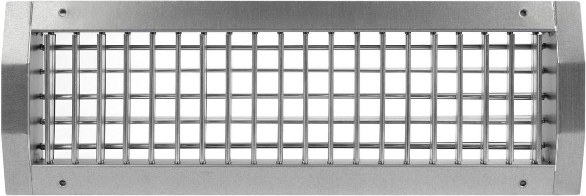 Luchtrooster Rond Kanaal - Ventilatierooster Afdekking - Luchtstroom Beheer - Verstelbare Lamellen - 17 x 5 Inch - Grijs