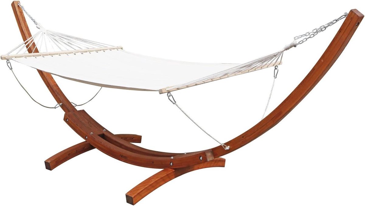 XXL Hangmat - Luxe Hangmat - Ontspannen in de tuin - Massief houten frame - 415 cm frame