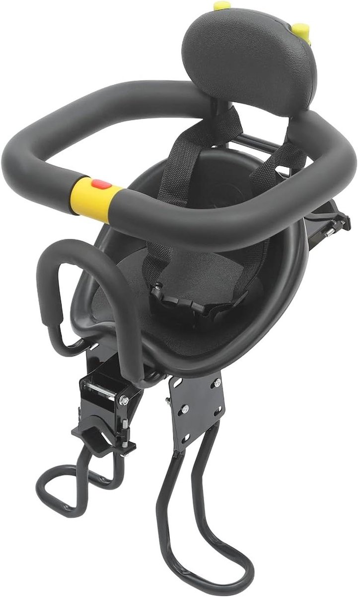 Fietskinderzitje Voor - Fietsstoeltje Kind - Veilig Fietsen - Verstelbaar Pedaalontwerp - Tot 35 kg - Zwart