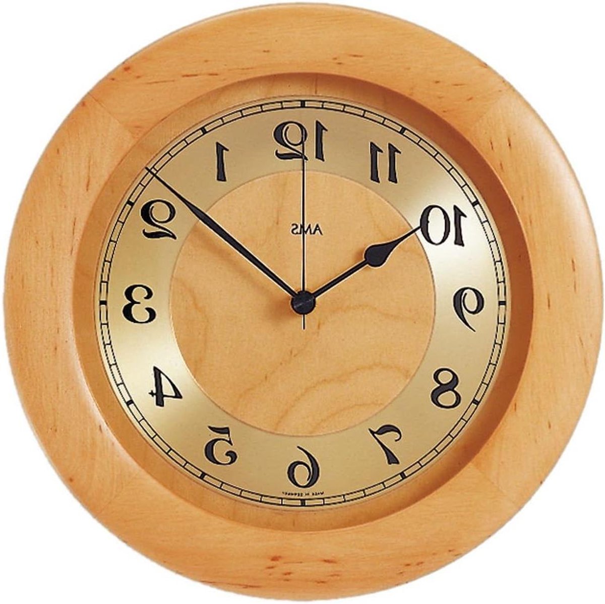 Klassieke Wandklok - Houten Klok - Tijd Weergeven - Radiogestuurde Tijd - 36 cm Diameter - Alder Houtkleur