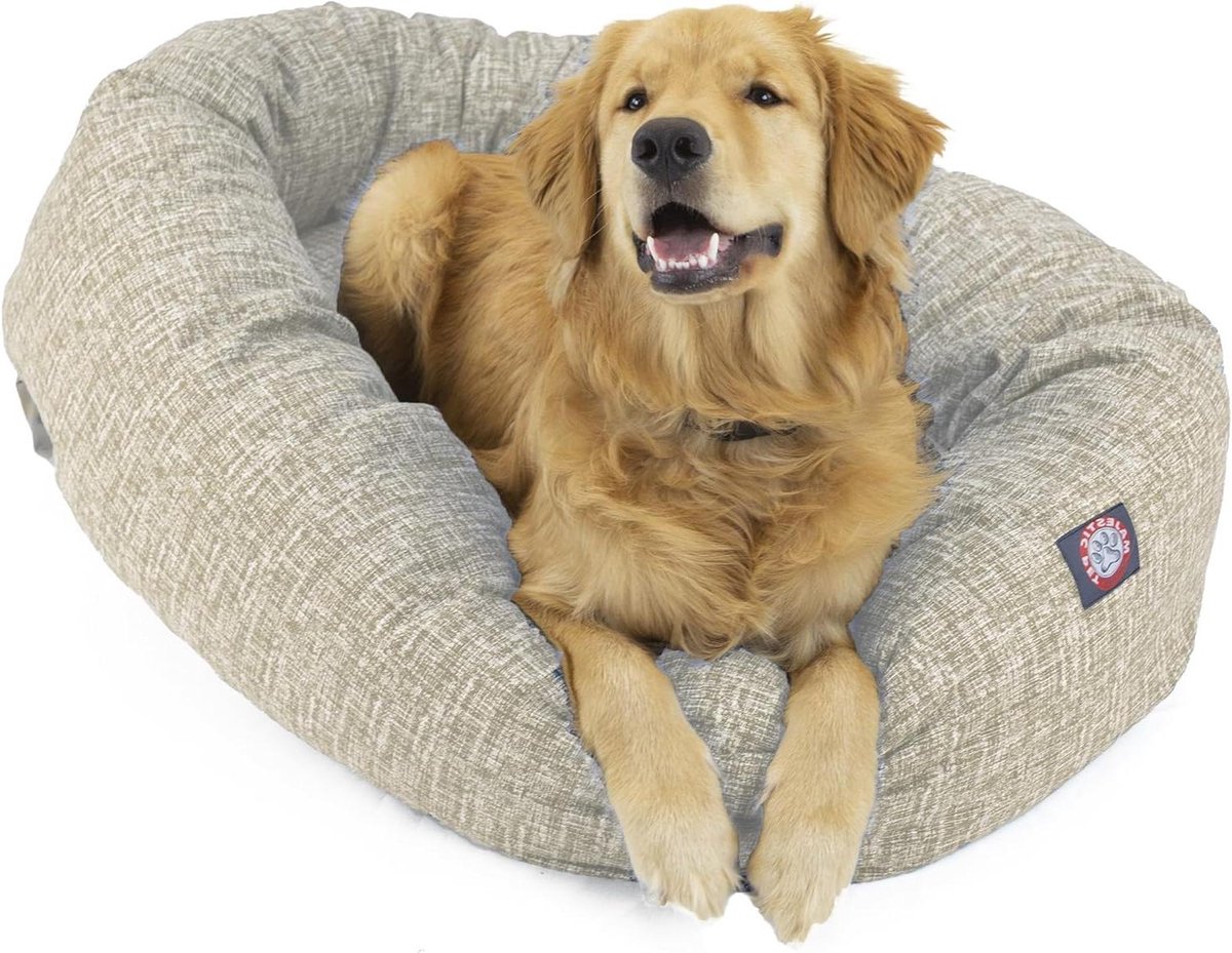 Hondenbed Rond - Donut mand - Dierenrust - Met hoofdsteun - 1016 cm - Beige