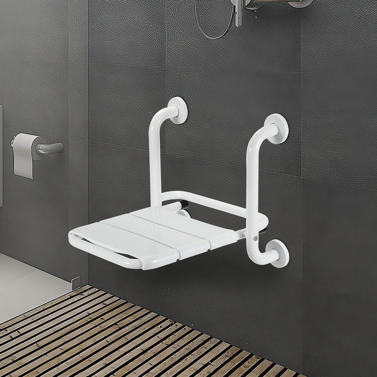 Douche klapstoel - Douchehulp stoel - Veilig douchen - Antislip design - 44.5 x 40 cm - Grijs