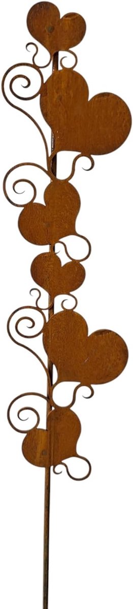 Tuinsteker Hartjes - Metalen Decoratie - Romantisch Accent - Authentieke Roestlook - 70 cm Hoog - Roestbruin