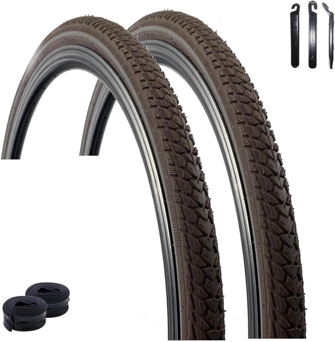 Fietsbanden Set - Banden en Slangen - Veilig Fietsen - Pechbescherming Reflex - 28 Inch - Bruin
