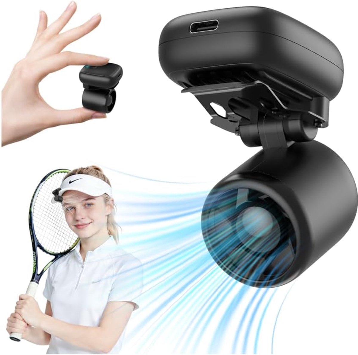 Mini clipventilator - USB Oplaadbare - Draagbare ventilator - Mini Fan - Handventilator - Clip Borstventilator - Aircooler - koeling - Cadeau - Inclusief Draagkoord - Voor Thuiskantoor, Reizen, Buiten - Zwart