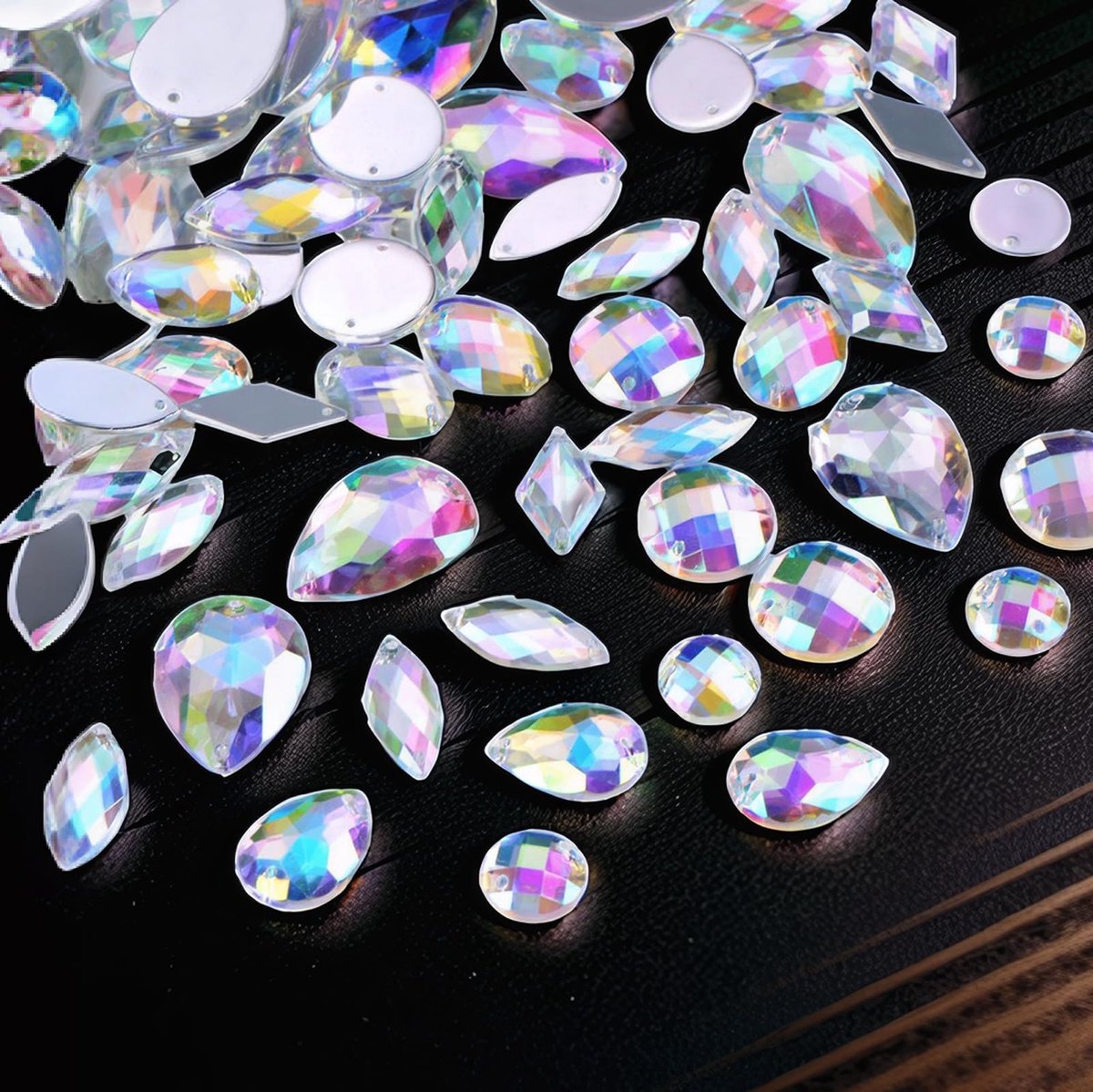 Strass-steentjes voor textiel, glitterstenen om te knutselen, 4-30 mm, gemengde vormen, perfect voor doe-het-zelf, naaien en decoratie
