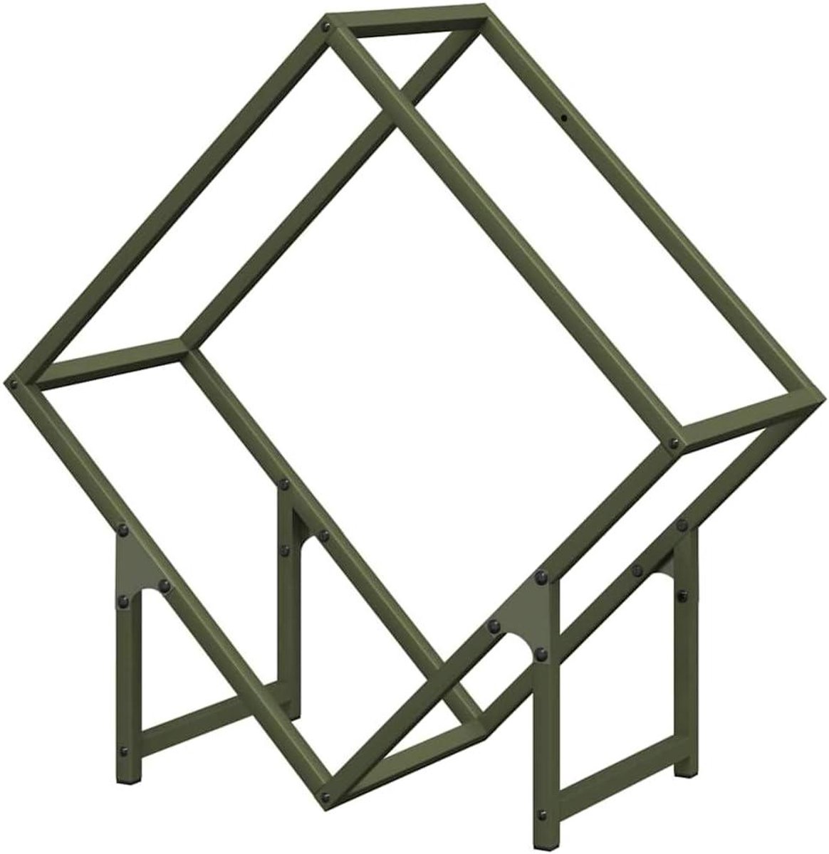 Houtopslag Rek - Haardhouthouder Opslag - Haardhout Opslaan - Koudgewalst Staal - 60x25x60 cm - Olijfgroen