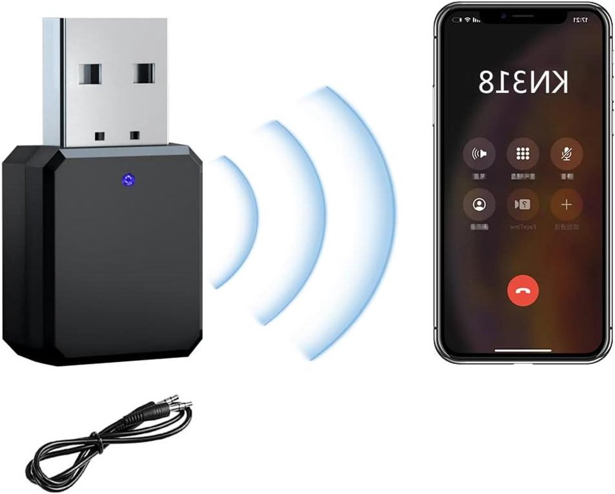 Bluetooth Adapter - Ontvanger Zender - Muziek Streamen - USB AUX Dubbel - 10 Meter - Zwart
