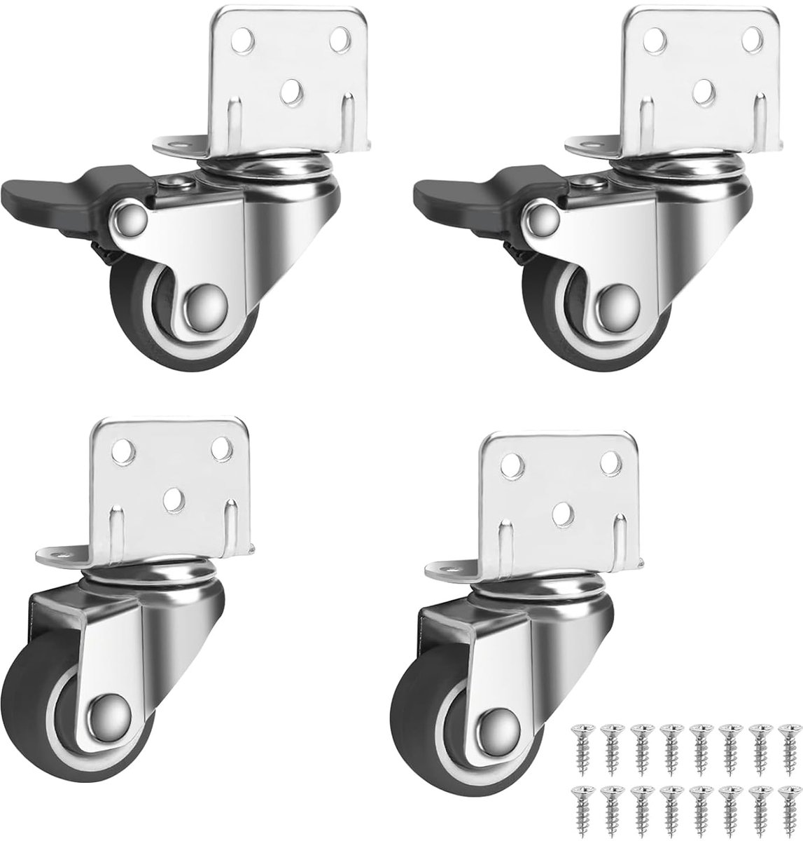 Set met 4 meubelwielen (2,54 cm)