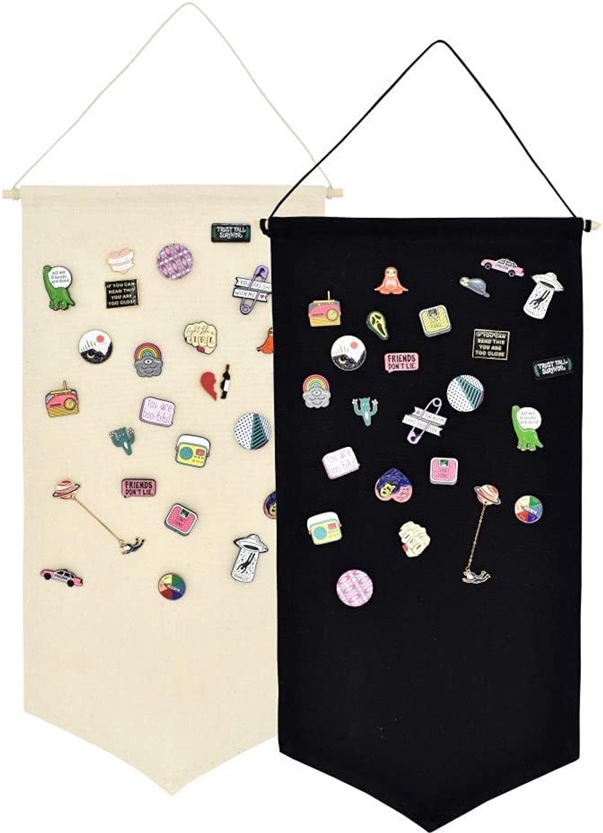 Muur Opknoping Broche Sieraden Opbergtas Canvas Display Stand Emaille Pin Display Banner Houder Oorbellen Ketting Glitter Pin Collectie Organizer