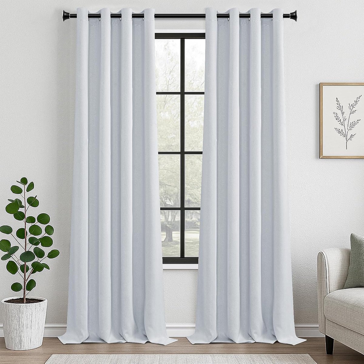 verduisterende gordijnen slaapkamer 96 druppels, 2 panelen, grijsachtig wit oogje thermisch gordijn voor woonkamer, zachte textuur, raambehandelingen voor kinderen, 140 x 245 cm