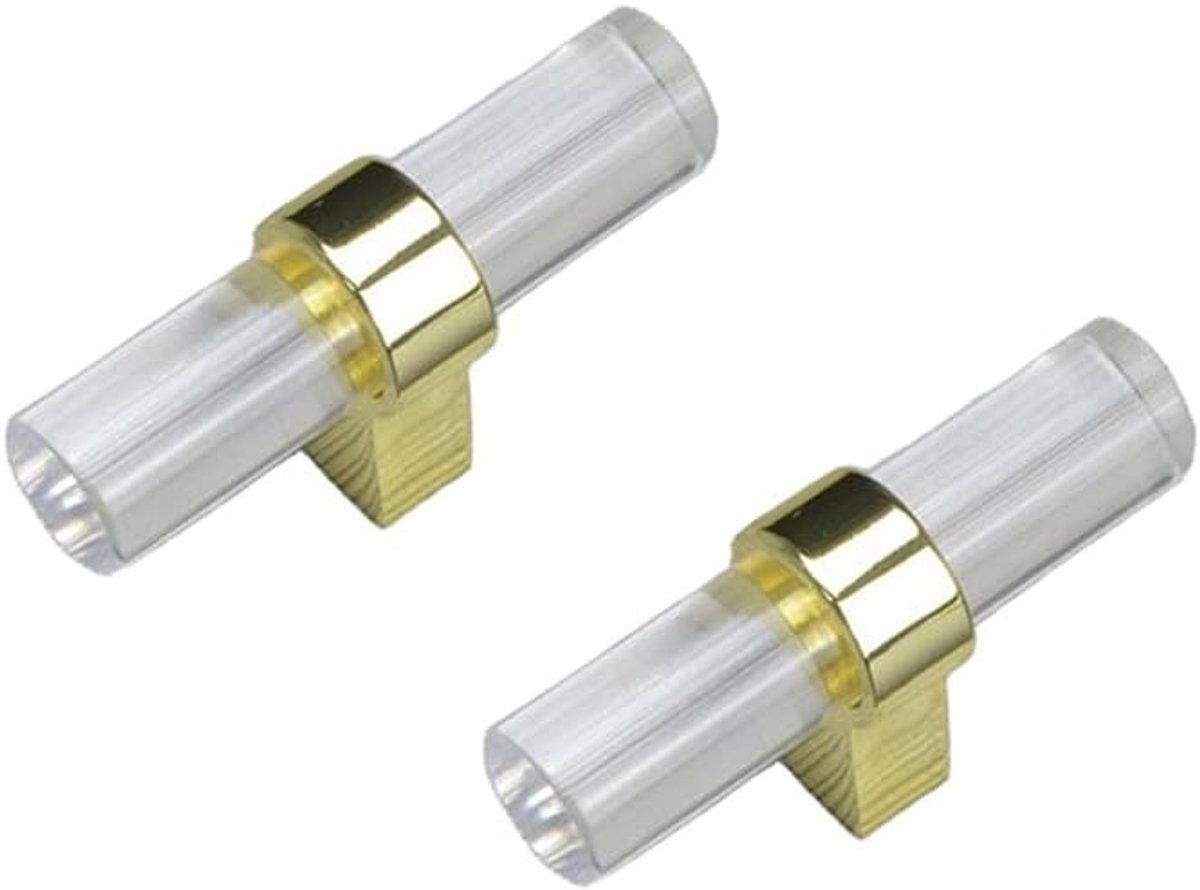Transparante Acryl Meubelhandgrepen - 2 Stuks Moderne Deurgrepen voor Keuken en Ladekasten, Gouden Knoppen voor Dressoirs en Kasten