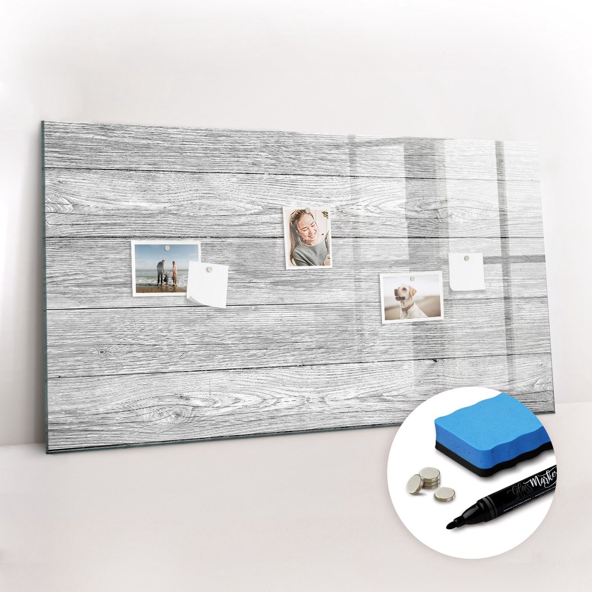 Tulup Whitebord - Verticale houten panelen - 120 x 60 cm - Grijs Memobord Magnetisch - Gratis 5 Sterke Magneten + Whiteboard Marker & Wisser - Stylish Memo Board - Magnetisch Bord - Planning Muur