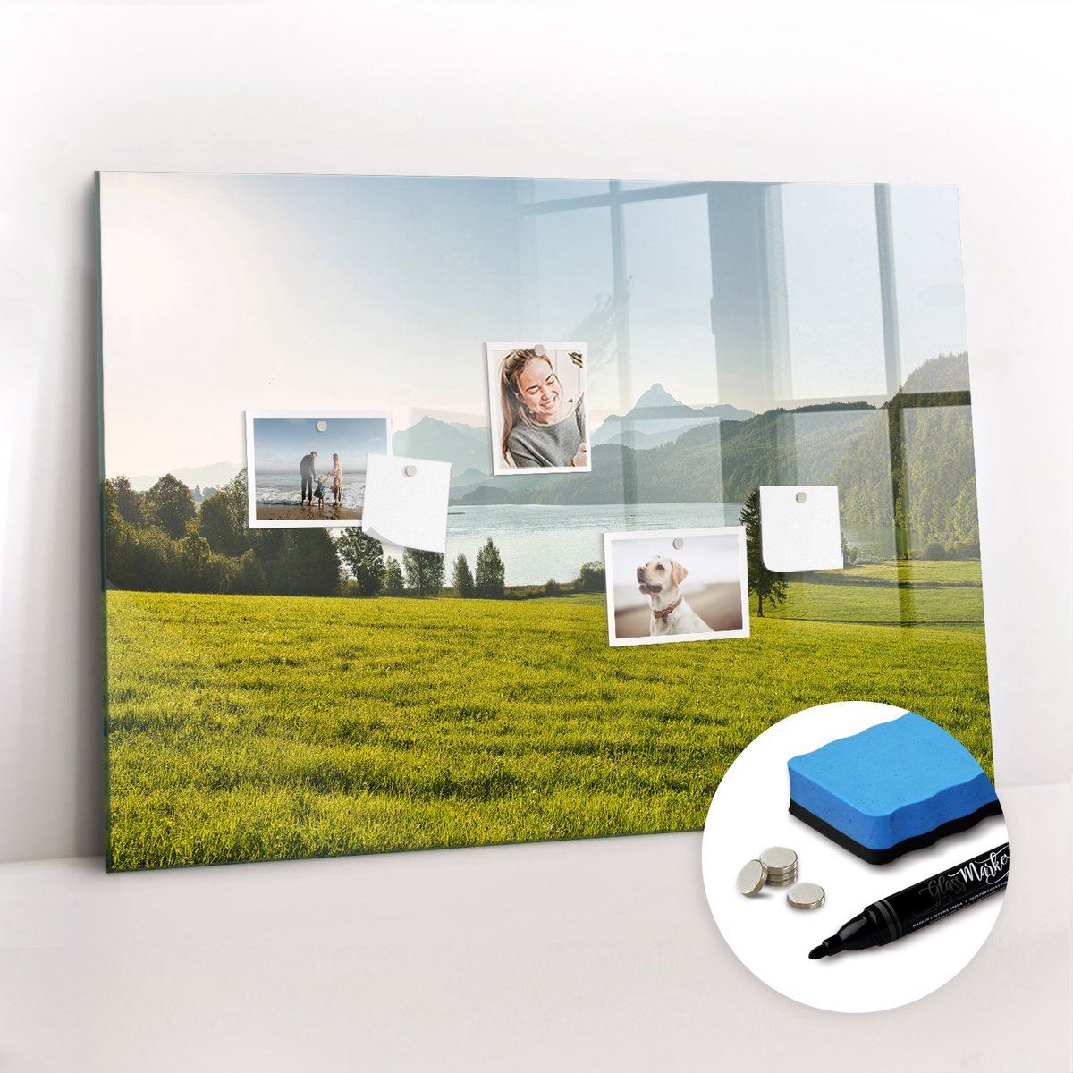 Tulup Whitebord - Bergveld - 100 x 70 cm - Groente Memo Magneetbord - Gratis 5 Sterke Magneten + Whiteboard Marker & Wisser - Organizer Muur - Magnetisch Wandbord - Planning Muur