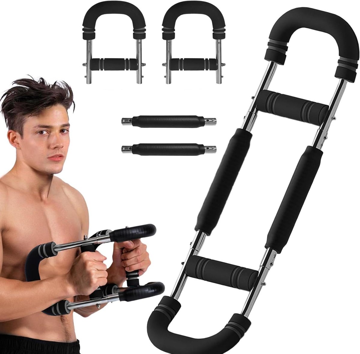 Borsttrainer Onderarmen - Armkrachttrainer Polsversterker - Kracht Opbouwen - Verstelbare Weerstandsniveaus - 20-30 kg - Zwart