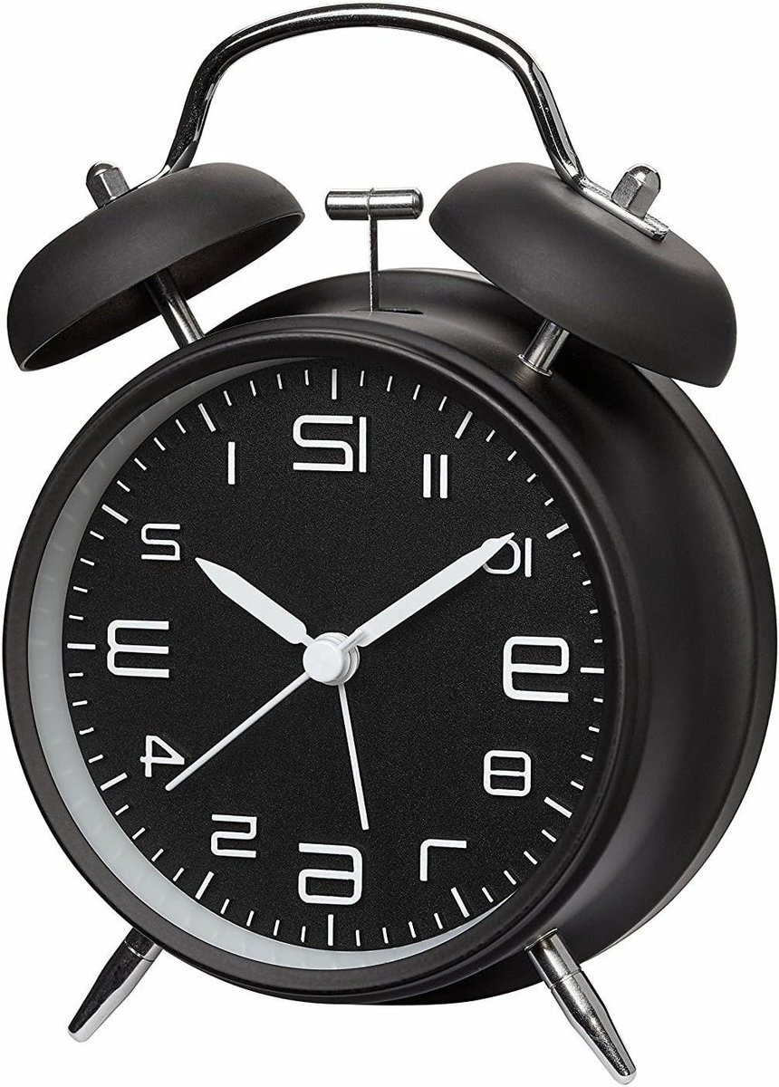Elektrische Wekker - Tafelklok Alarm - Wakker Worden - Dubbele Bel Alarm - 11.7 x 16 cm - Zwart Mat