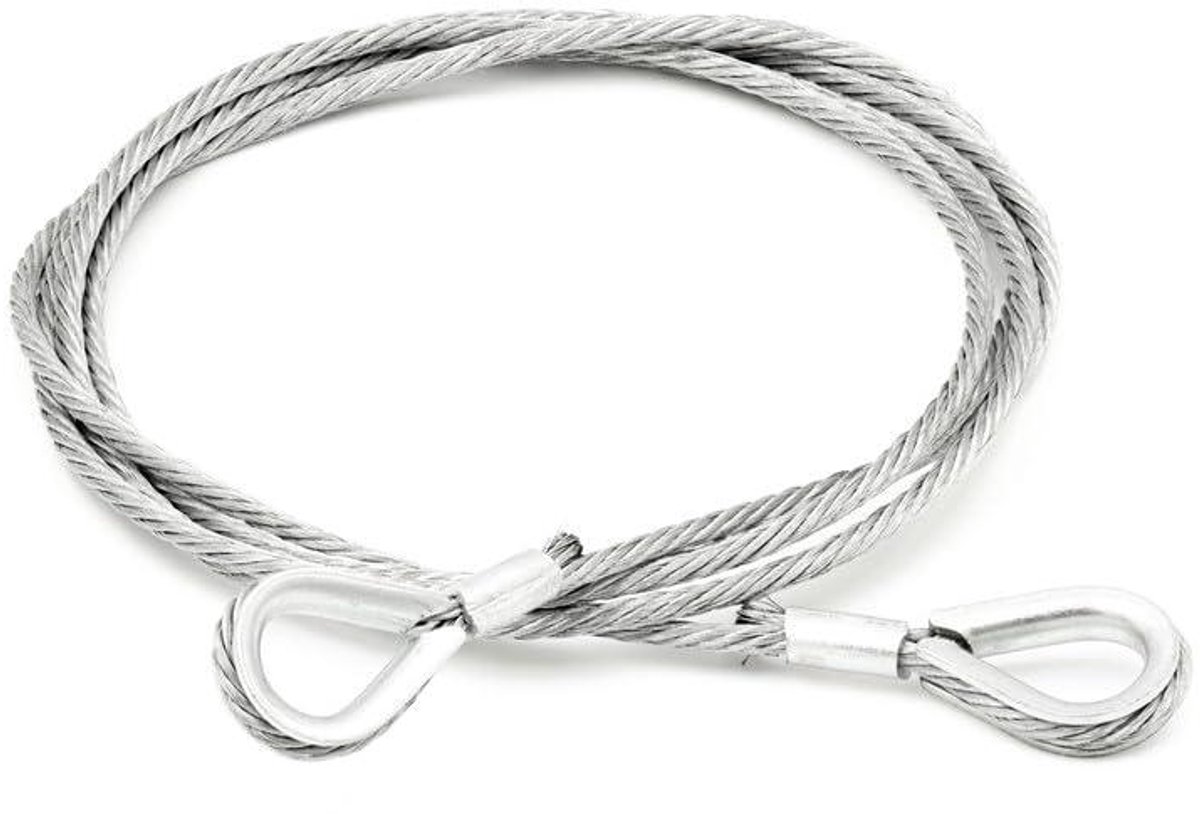 Staalkabel met Kousen - Aanslagkabel Hefkabel - Lasten Vastzetten - Verzinkt Draadseil - 6mm 3m - Zilverkleurig